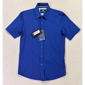Buttercloth NWT Zenith Switch Icy Cotton Slim Fit Short Sleeve Shirt Blue Medium